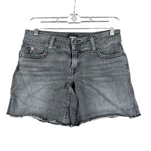 Hudson Ruby Mid Thigh Short Womens 25 Gray Raw Hem Flap Pocket